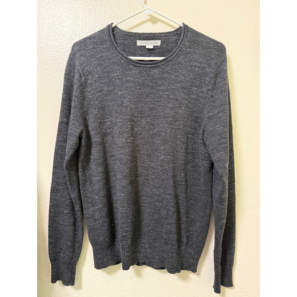 Outerknown Mens Organic Cotton Crewneck Sweater Charcoal Gray Marled Medium